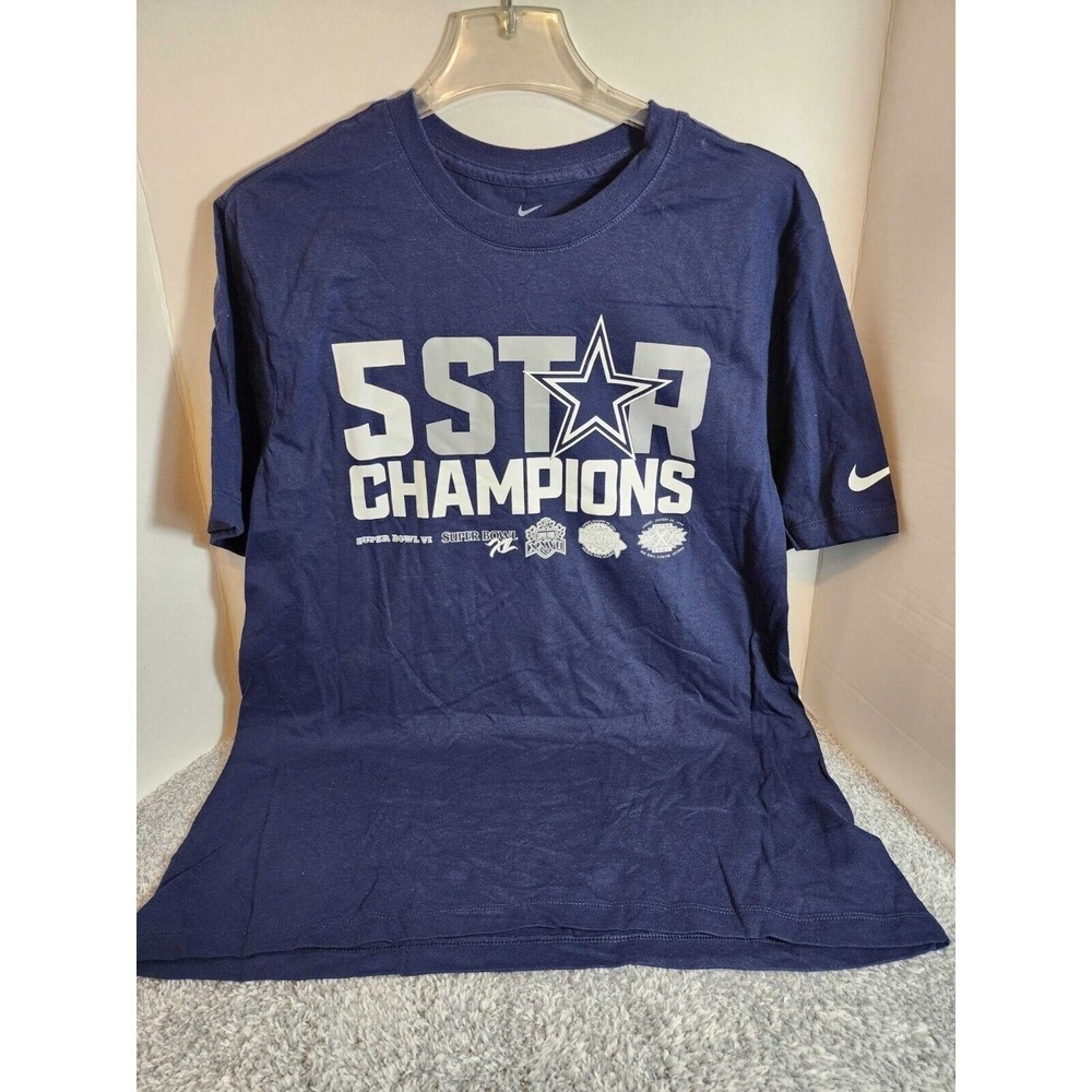 Nike NFL Dallas Cowboys 5 Star Champions T-Shirt Men's Size Large Navy Blue NWT
